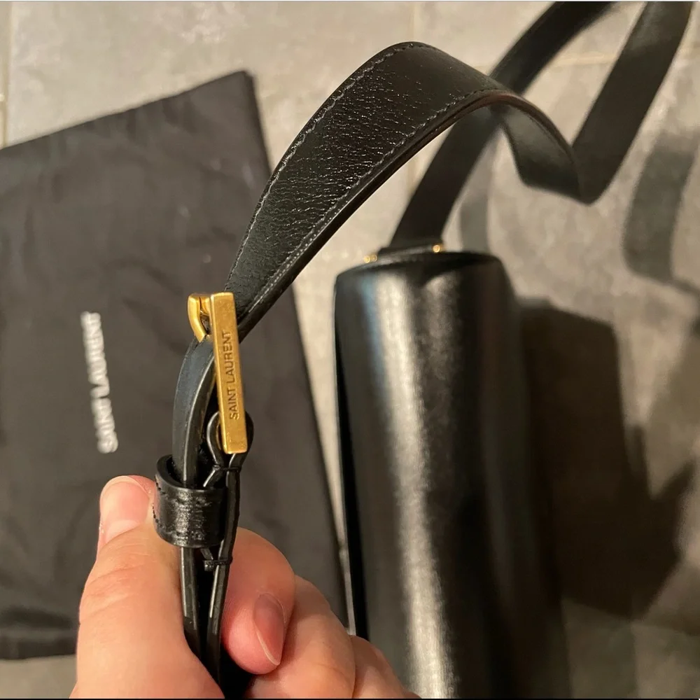 YSL SAINT LAURENT black leather crossbody purse NWT - Picture 14 of 14